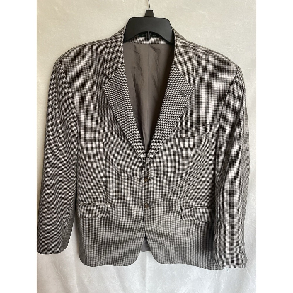 Ralph Lauren Sport Jacket Men's‎ Brown Lined Wool Houndstooth Sport Coat